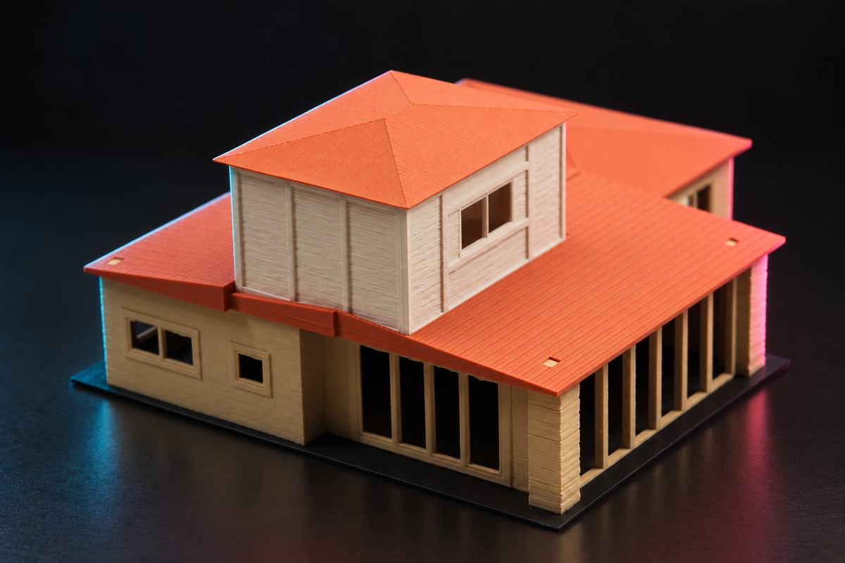 1:64 Split-Level House Diorama with Two-Car Garage