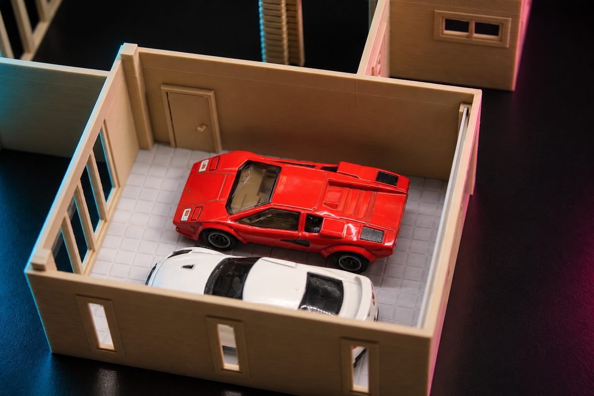 1:64 Split-Level House Diorama with Two-Car Garage